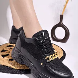 Shoetopia Girls Textured Round Toe Mesh Sneakers-46