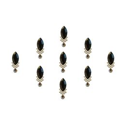 Comet Busters Set of 9 Embellished Designer Bindis - Black & Gold-Toned image 1