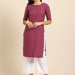 KALINI Women Maroon Floral Printed Summer Sheers Crepe Kurta-picture-12