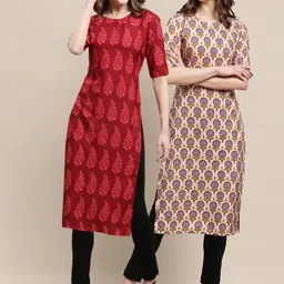 KALINI Women Pack of 2 Printed Summer Sheers Crepe Kurta-image-35