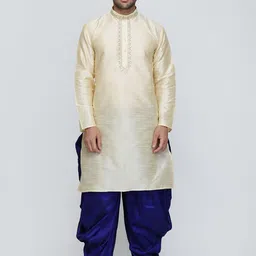 ROYAL KURTA Men Gold-Toned Yoke Design Thread Work Kurta-21