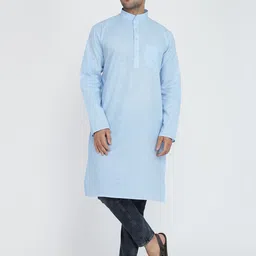ROYAL KURTA Men Blue Chikankari Summer Sheers Kurta-image-41