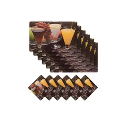 Kuber Industries Set of 6 Brown Printed Table Placemats & Coasters Set image 3