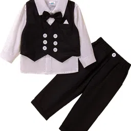 StyleCast Boys Black Colourblocked Pure Cotton Shirt with Trousers-image-80
