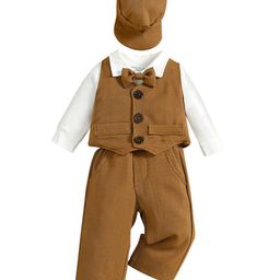 StyleCast Boys Brown Shirt Collar Clothing Set-image-78