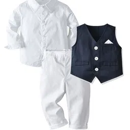 StyleCast Boys  Navy blue & White 3 Piece Suit-image-48