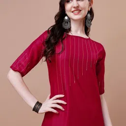 KALINI Thread Work Kurta With Trousers & Dupatta image 2