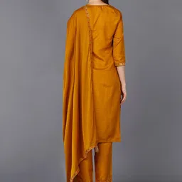 AHIKA Ethnic Motifs Woven Design Regular Kurta With Trousers & Dupatta image 5