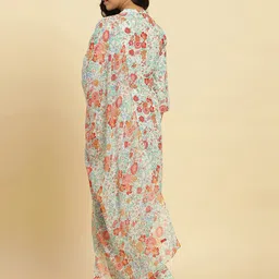 W Floral Printed Regular Pure Cotton Straight Kurta with Trouser & Dupatta image 5