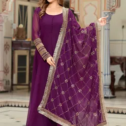 GRISHU COLLECTION Embroidered Sequinned Empire Anarkali Kurta With Trouser & Dupatta-picture-20