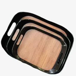Wooden Printed Serving tray, Modern & Classic Design .( Set of 3 Pcs) Tray-15