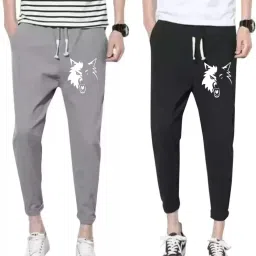 Men Printed Black Track Pants-image-76