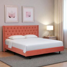 casacraft from pepperfry Maraya Upholstered Queen Size Bed In Dusty Rose Color-picture-11