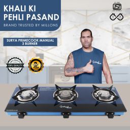 3B Blue Sleek Toughened Glass Gas stove(Manual,Blue) Glass Manual Gas Stove-image-0