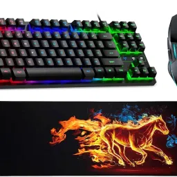 FKU Mechanical Gaming Keyboard N HORSE Mouse Pad [900x400] & Wired Gaming Mouse Combo Set-19