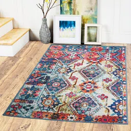 Status Multicoloured Printed Polyester Anti-Skid Vintage Persian Carpet-18