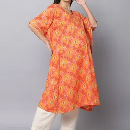 The Mom Store Ethnic Motifs Printed Kaftan Pure Cotton Maternity Kurta with Trousers-picture-13