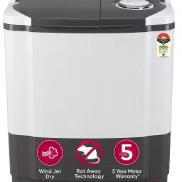 7 kg 5 Star with Wind Jet Dry, Collar Scrubber and Rust Free Plastic Base Semi Automatic Top Load Grey, White-2
