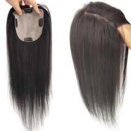 Black Human Silk Base Topper - 4x4, 16-Inch Length for a Flawless Look Hair Extension-image-39