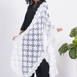 Net Self Design White Women Dupatta-picture-27