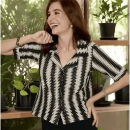 Women Oversized Fit Printed Spread Collar Casual Shirt-image-26
