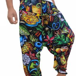 Animal Print Cotton Men Harem Pants-image-78