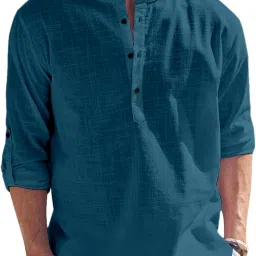 Men Solid Cotton Blend Straight Kurta-image-102