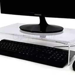 Indian Decor 222390 Heavy Duty Acrylic Monitor Stand Plinth & Keyboard Cover - Acrylic 222390 Heavy Duty Acrylic Monitor Stand Plinth & Keyboard Cover - Acrylic Laptop Stand-3