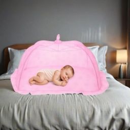Nylon Kids Washable Baby Sleeping Foldable Mosquito Net – Pink | Portable Infant Bed Net Mosquito Net-picture-6