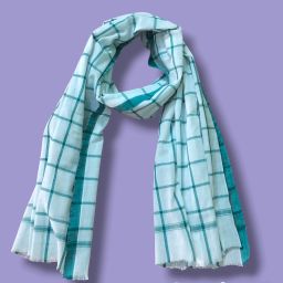 Checkered Pure Cotton Men Green Faux Turtleneck Neck Cover, Scarf, Fancy Scarf-37