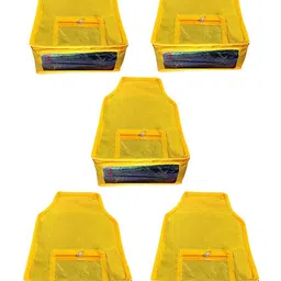 atorakushon Set Of 5 Yellow Solid Blouse Storage Bag Organiserss-0