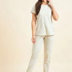 Sweet Dreams Purple Geometric Printed Night suit-image-55