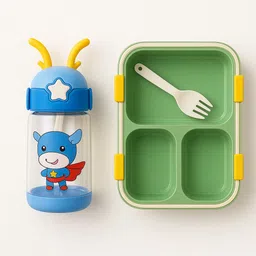 shop versa Cute Kids Lunch Box with Straw Bottle | BPA Free, Leak Proof & Durable 3 Containers Lunch Box-picture-21