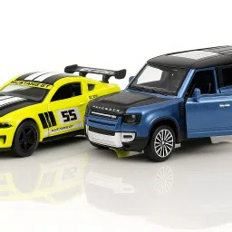 Mustang GT & Defender Die-Cast Car Combo - 1:36 Scale Pull Back Cars Set-image-37