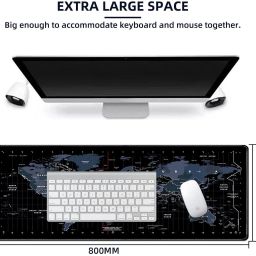 Aliens World Map Extended Gaming Mouse Pad, Stitched Edges, Non-Slip Base Mousepad image 2