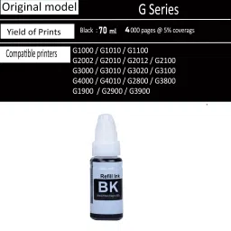 Refill Ink COMPATIBLE CANON G SERIES REFILL INK [SET OF 1 COLOR ] FOR CANON G1000 G1010 G2000 G2002 G2010 G2012 G3000 G3010 G3012 G4000 G4010 PRINTERS 1 BLACK 70 ML Black Ink Bottle image 3