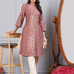 Nayam By Lakshita Floral Printed Mandarin Collar A-Line Kurta-picture-42