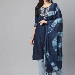 Readiprint Fashions Floral Embroidered Thread Work Kurta with Trousers & Dupatta-37