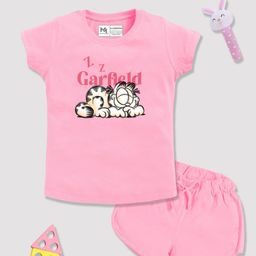 YK X Minute Mirth Girls Garfield Printed Pure Cotton T-shirt with Shorts-picture-49