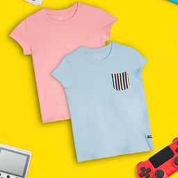 XY Life Girls Pack of 2 Playmate Super Combed Cotton T-shirt-image-22