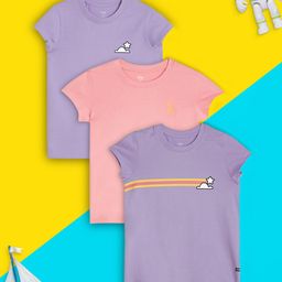 XY Life Girls Pack of 3 Playmate Super Combed Cotton T-shirt-image-14