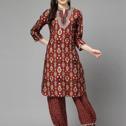 Nayam By Lakshita Women Printed Regular Chanderi Cotton Kurta with Salwar-picture-32