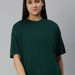 Huetrap Women Cotton Drop-Shoulder Sleeves Boxy T-shirt-image-46
