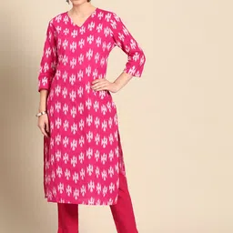 Anouk Women Pink Pure Cotton Ethnic Motifs Printed Kurta-image-70
