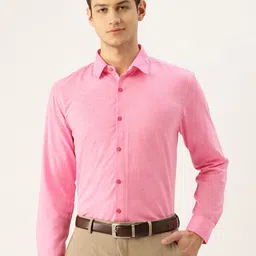 SOJANYA Men Pink Classic Fit Solid Formal Shirt-image-97