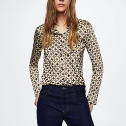 MANGO Women Brown & Cream-coloured Printed Satin Casual Shirt-image-84