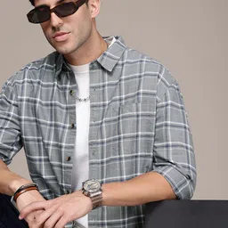 The Roadster Lifestyle Co. Men Checked Relaxed Fit Pure Cotton Casual Shirt-image-78