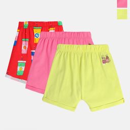 MINI KLUB Infants Girls Pack Of 3 Mid-Rise Pure Cotton Shorts-image-18
