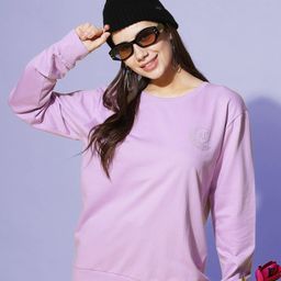 9shines Label Round Neck Cotton Longline Pullover Sweatshirt-72