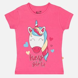 Bodycare Girls Unicorn Printed Round Neck Short Sleeves Cotton T-shirt-image-69